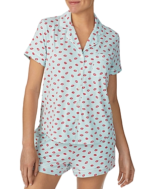 Shop Kate Spade New York Printed Short Boxer Pajama Set In Blue Port