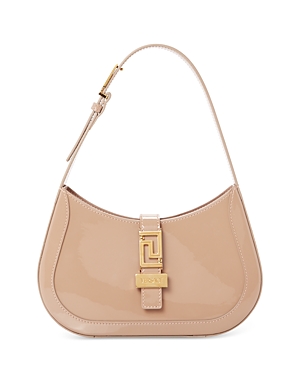Versace Greca Goddess Small Patent Leather Handbag In Blush/ Gold