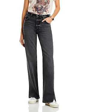 Anine Bing Roy Straight Leg Jeans in Washed Black