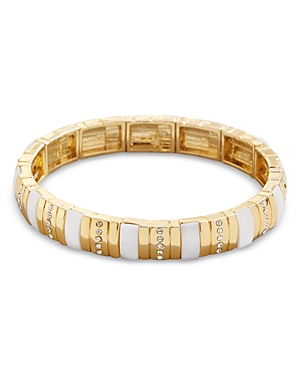 Shop Baublebar Pamela Stretch Bracelet In Gold/white
