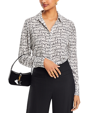 T Tahari Pleated Blouse In Symphony Scribble