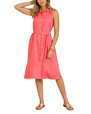 Tommy Bahama Tommy Bahaha Two Palms Linen Shirtdress In Pure Coral