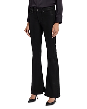 Shop 7 For All Mankind Ali High Rise Slit Flare Jeans In Coated Black