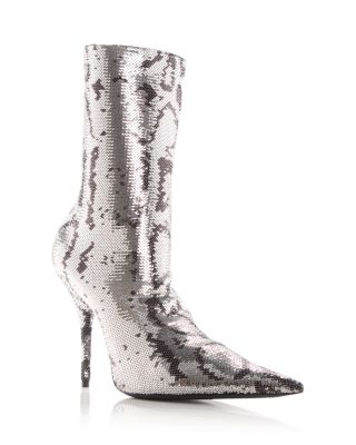 Balenciaga Knife Sequin Bootie in Black Silver at Nordstrom Size 10Us