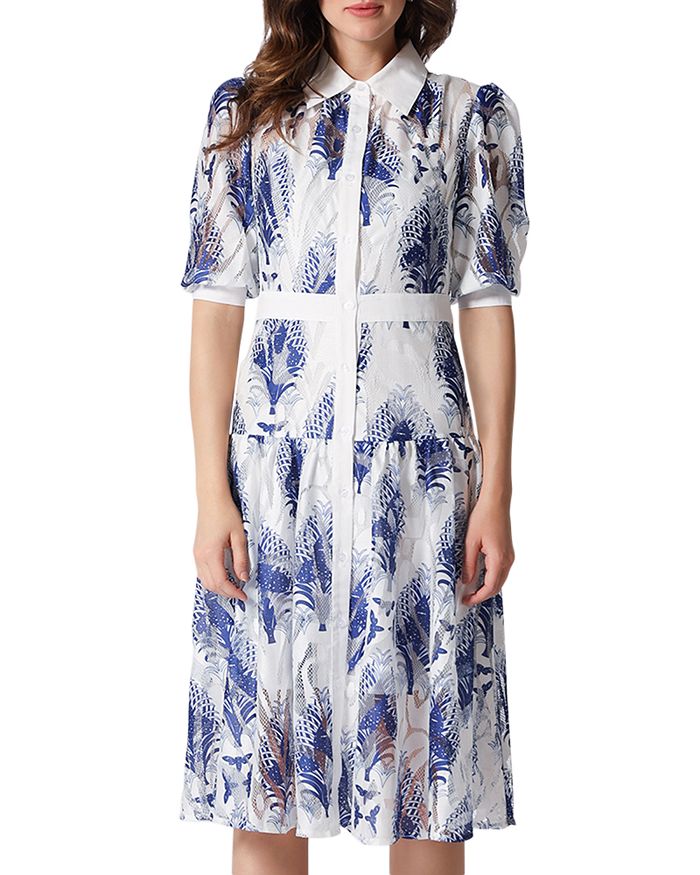 Gracia Printed Button Front Shirt Dress | Bloomingdale's