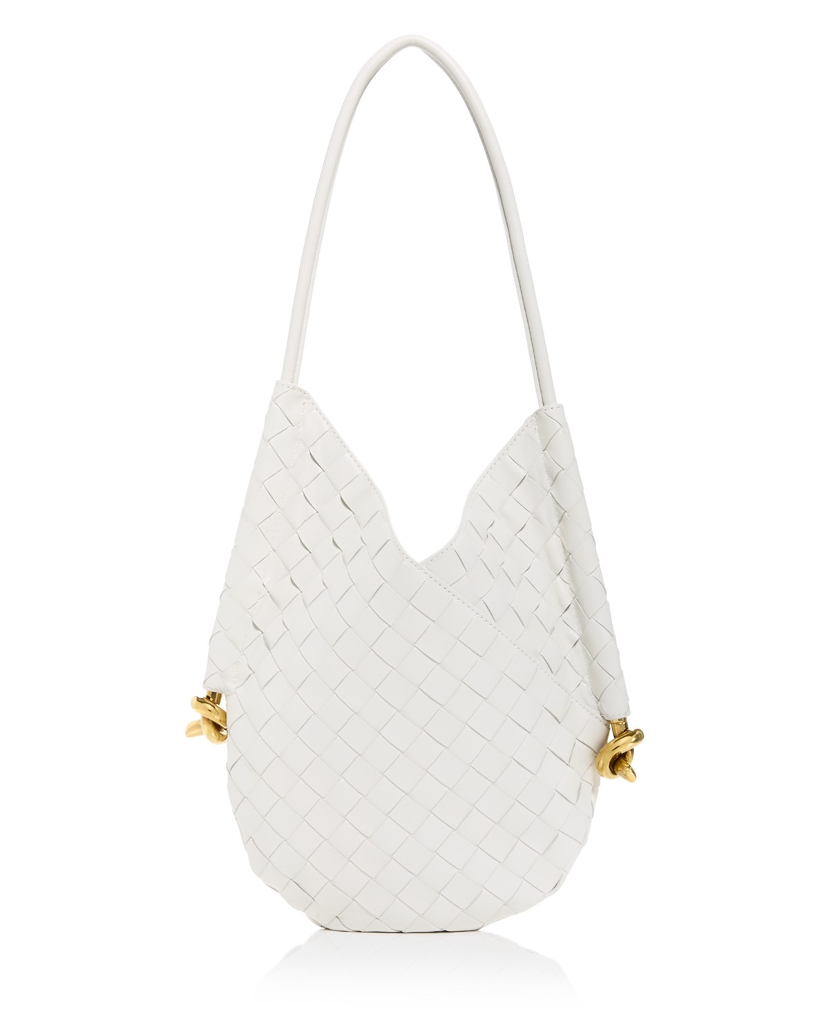 Bottega Veneta Solstice Intrecciato Leather Shoulder Bag in Sand