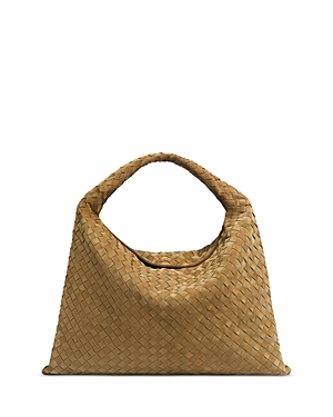 Bottega Veneta Hop Large Suede Hobo Bag In Acorn/brass