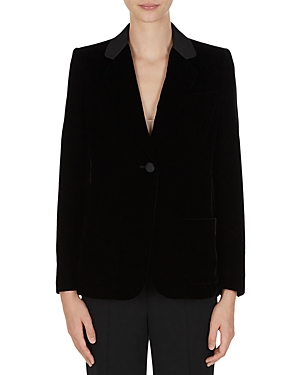 Shop Emporio Armani Velvet Single Button Blazer In Black