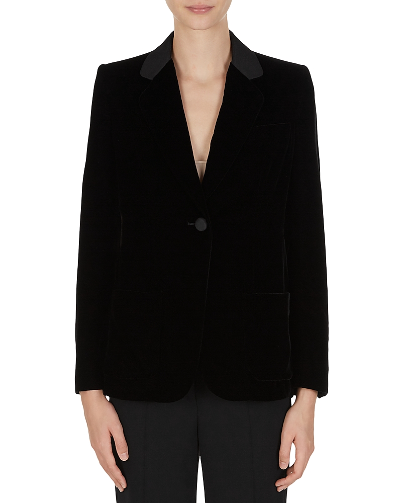 EMPORIO ARMANI VELVET SINGLE BUTTON BLAZER