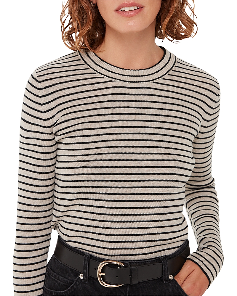 Whistles Crewneck Stripe Fine Knit Top