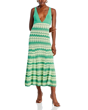 Shop Ramy Brook Mylah Cotton Sweater Dress In Mineral Green Combo