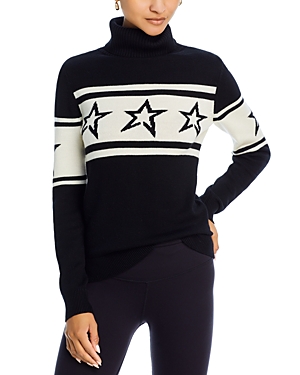 Shop Perfect Moment Chopper Wool Star Intarsia Sweater In Black