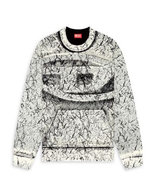 S-Macoval Cotton Fleece Coated Logo Print Oversized Fit Crewneck Sweatshirt 