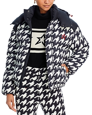 Shop Perfect Moment Houndstooth Hooded Puffer Jacket