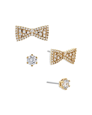 Nadri Cubic Zirconia Bow & Solitaire Stud Earrings, Set Of 2 In Gold