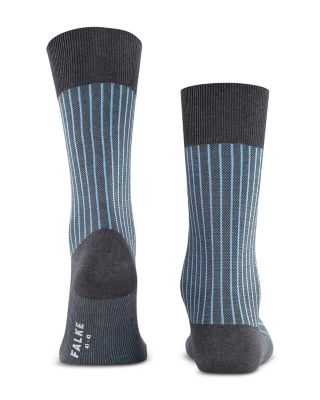 Mercerized Cotton & Nylon Two Tone Stripe Jacquard Dress Socks