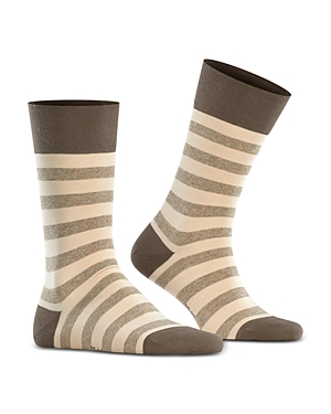 Falke Mapped Line Cotton Blend Mid Calf Socks In Clay