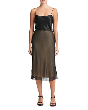 Vince Layered Slip Skirt In Black/cham