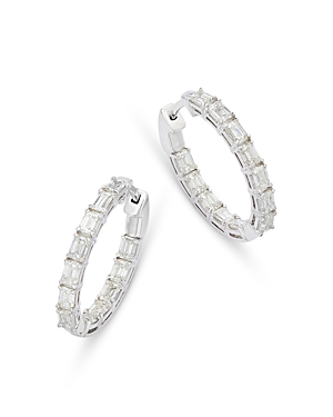 Bloomingdale's Diamond Emerald Cut Inside Out Hoop Earrings In 14k White Gold, 3.0 Ct. T.w.