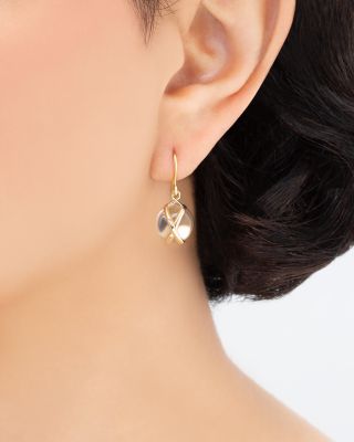 18K Yellow Gold Prisma Crystal Quartz Crossover Drop Earrings