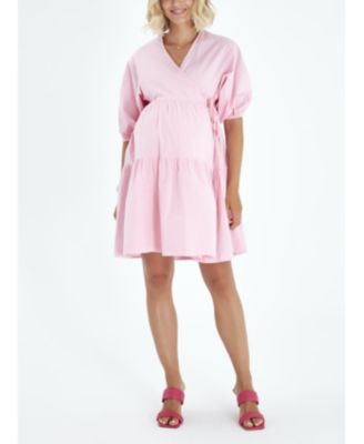 Accouchée - Waterfall Tie Waist A-Line Maternity/Nursing Wrap Dress