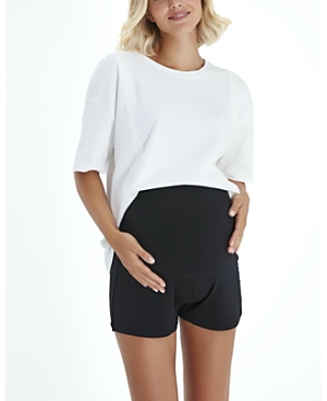 Shop Accouchée Super Soft Foldover Waistband Maternity Shorts In Black