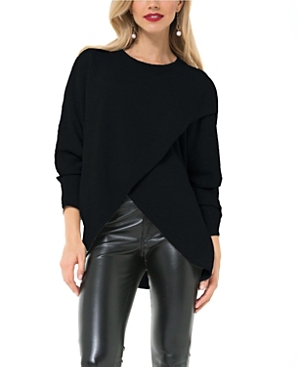 Shop Accouchée Let Loose Crossover Long Sleeve Maternity/nursing Knit Top In Black