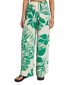 Navy and Green Tropical Leaf Print Wide Leg Pants with Halter Top – Prim &  Saucy Boutique