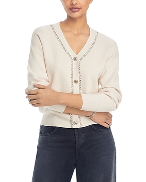 Sioni Crystal Embellished Cardigan In Winter White