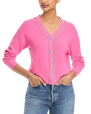 Sioni Crystal Embellished Cardigan In Hot Pink