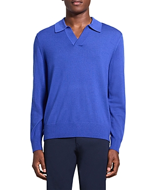 Theory Briody Long Sleeve Open Collar Polo Sweater