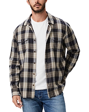 Paige Everett Plaid Flannel Button-up Shirt In Blackberry Storm