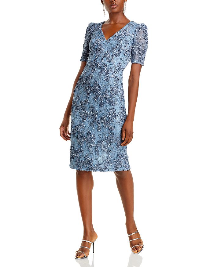 AQUA Soutache V Neck Midi Dress - 100% Exclusive | Bloomingdale's