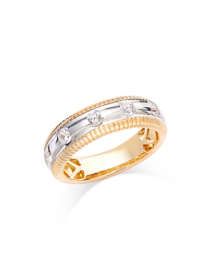 Bloomingdale's Men's Diamond Band Ring In 14k Yellow & White Gold, 0.50 Ct. T.w. In White/gold