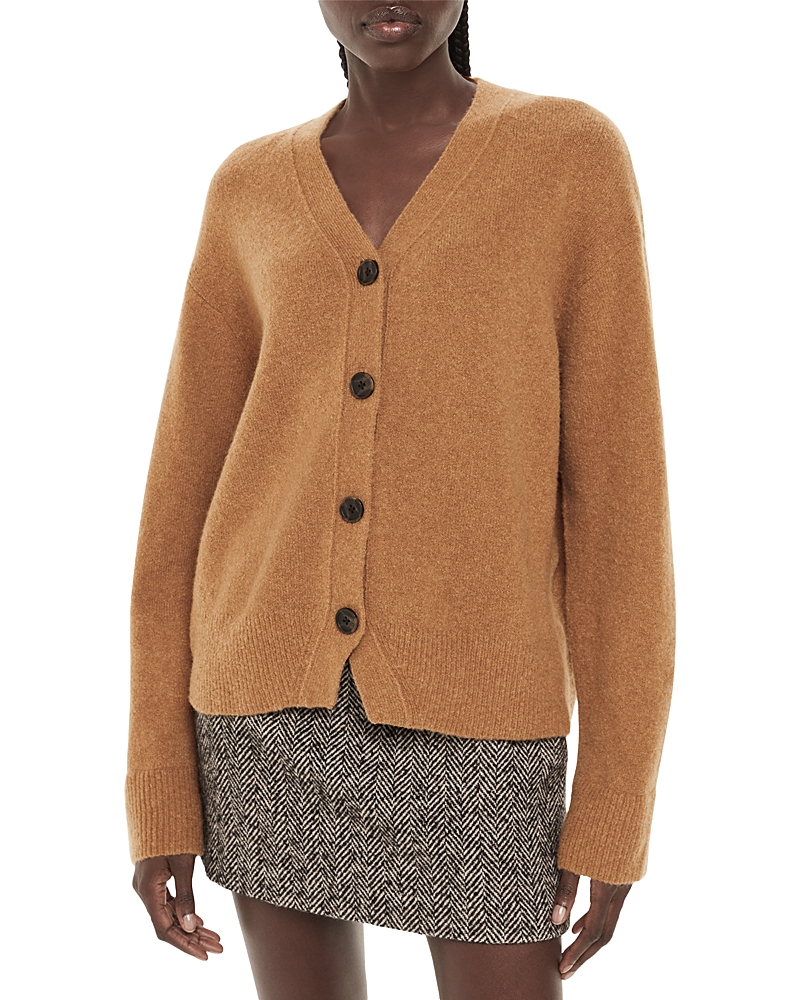 Whistles Womens Tan Textured Knitted Cardigan In Camel
