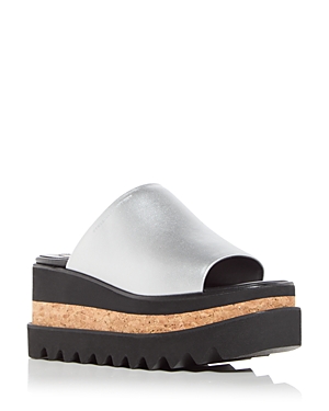Shop Stella Mccartney Women's Sneak Elyse Platform Wedge Slide Sandals In Silver
