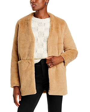 French Connection Buona Faux Fur Jacket In Camel