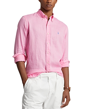 Shop Polo Ralph Lauren Classic Fit Linen Shirt In Harbor Pink
