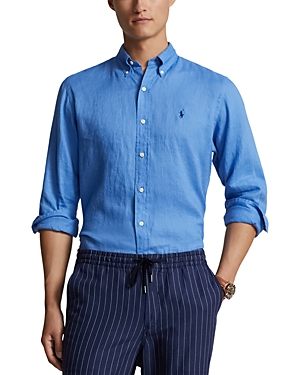 Polo Ralph Lauren Piece Dyed Linen Button-down Shirt In Summer Blue
