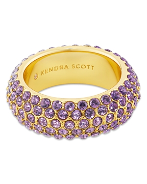 Shop Kendra Scott Mikki Ombre Pave Band Ring In 14k Gold Plated In Gold/purple Mauve Ombre Mix