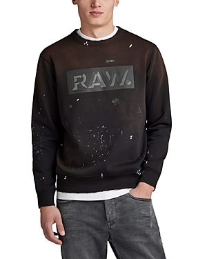 Shop G-star Raw Dot Box Logo Paint Splatter Sweatshirt In Black Pain
