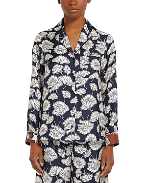 Shop Weekend Max Mara Palla Silk Shirt In Navy