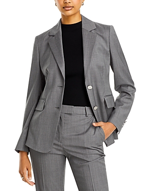 Hugo Boss Jabielle Pinstripe Virgin Wool Blazer In Mulberry Purple Boucle