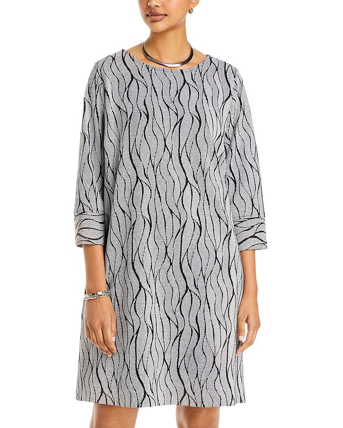 Caroline Rose Wave Knit Three Quarter Sleeve Dress Bloomingdale s