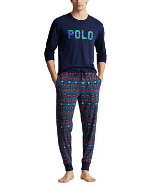 Polo Ralph Lauren 2-Pc. Logo Graphic Long Sleeve Tee & Jogger Pants Pajama Set