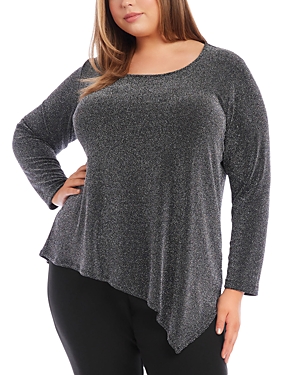 Karen Kane Plus Size Asymmetric Hem Top In Silver