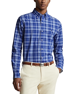 Polo Ralph Lauren Cotton Stretch Poplin Plaid Classic Fit Button Down Shirt In Blue Multi