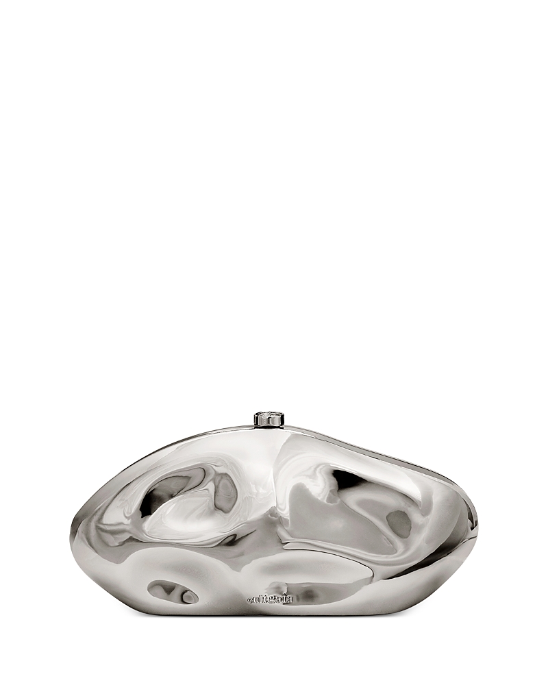 Cult Gaia The Caldera Metallic Clutch Bag In Shiny Silver