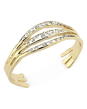 Aqua Scattered Stone Cuff Bracelet In Gold