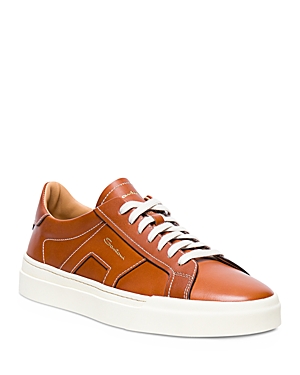 Shop Santoni Men's Double Buckle Lace Up Sneakers In Brown